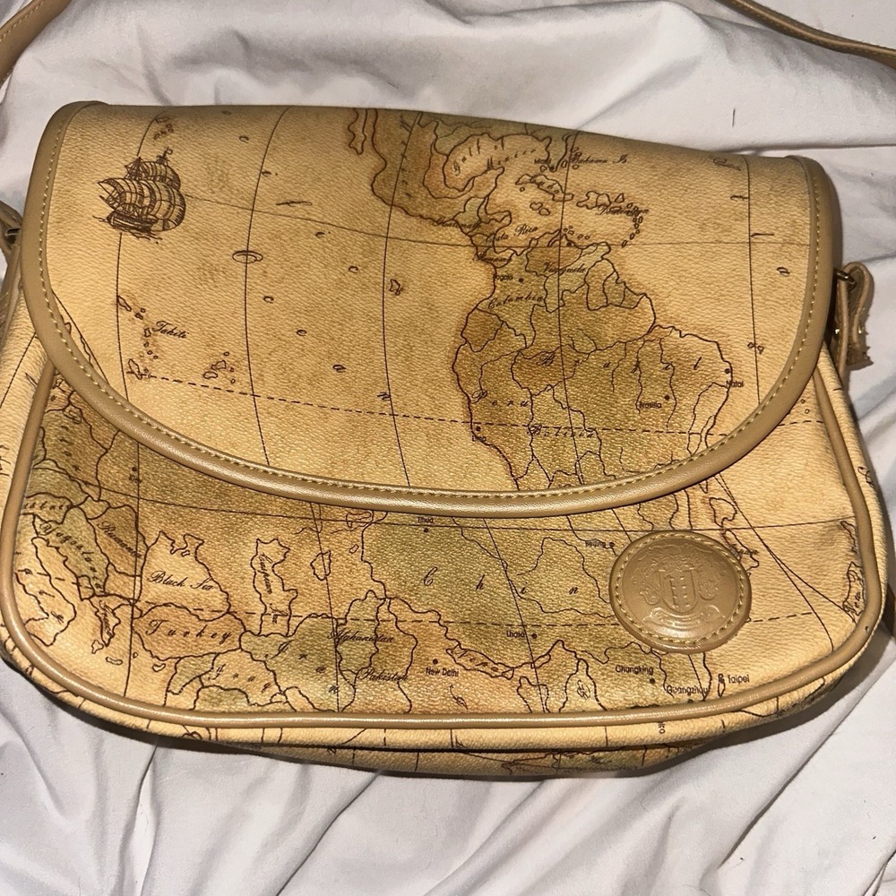 Vintage Y & S Original World Map Crossbody Purse Bag